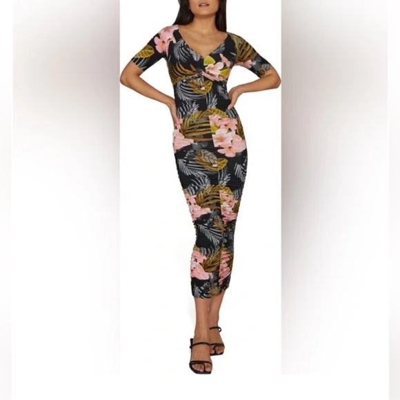 Favorite Daughter The Bad Decisions V-Neck Body-Con Hawaiian Dress Size XS - Picture 1 of 16